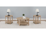 Fowler Natural 3-piece Round Coffee and End Table Set - Ornate Home