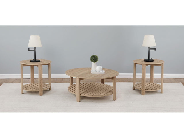 Fowler Natural 3-piece Round Coffee and End Table Set - Ornate Home