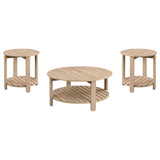 Fowler Natural 3-piece Round Coffee and End Table Set - Ornate Home
