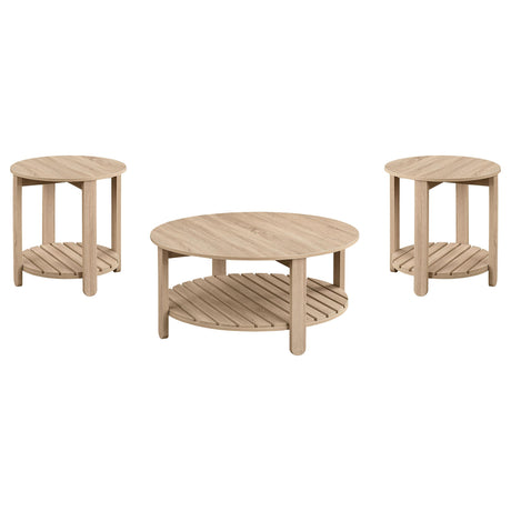 Fowler Natural 3-piece Round Coffee and End Table Set - Ornate Home