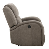 Foxcroft Brown Chenille Power Reclining Chair - Ornate Home