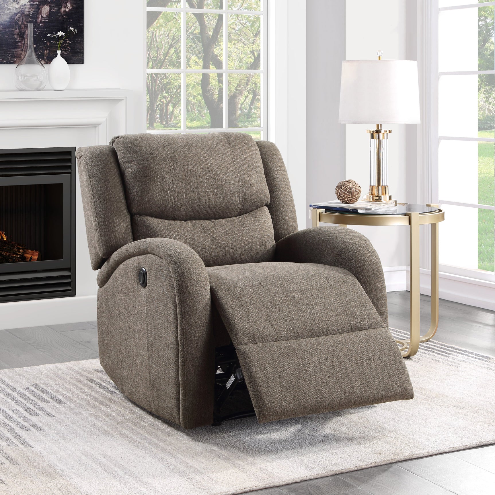 Foxcroft Brown Chenille Power Reclining Chair - Ornate Home