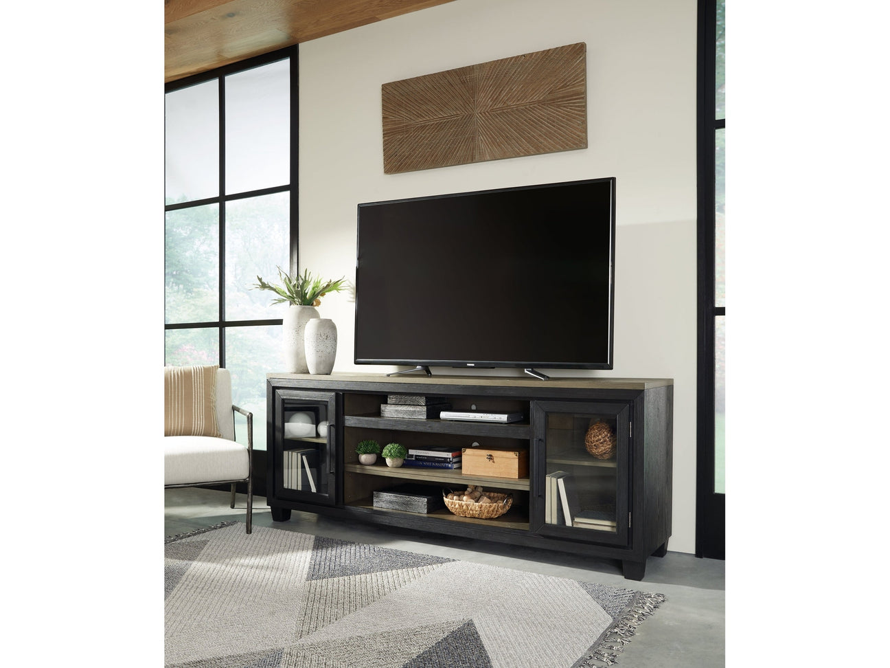 Foyland Black & Brown 83" TV Stand - Ornate Home