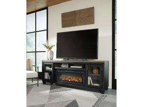 Foyland Black & Brown 83" TV Stand w/ Electric Fireplace Insert (Online Special Price) - Ornate Home