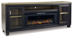 Foyland Black & Brown 83" TV Stand w/ Electric Fireplace Insert - Ornate Home
