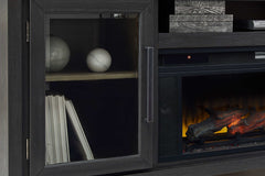 Foyland Black & Brown 83" TV Stand w/ Electric Fireplace Insert - Ornate Home