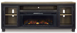 Foyland Black & Brown 83" TV Stand w/ Electric Fireplace Insert - Ornate Home