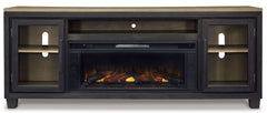 Foyland Black & Brown 83" TV Stand w/ Electric Fireplace Insert - Ornate Home