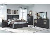 Foyland Black/Brown Cal King Panel Storage Bedroom Set with Dresser, Mirror, Chest and Nightstand - Ornate Home