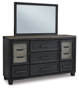 Foyland Black/Brown Cal King Panel Storage Bedroom Set with Dresser, Mirror, Chest and Nightstand - Ornate Home