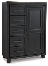 Foyland Black/Brown Cal King Panel Storage Bedroom Set with Dresser, Mirror, Chest and Nightstand - Ornate Home