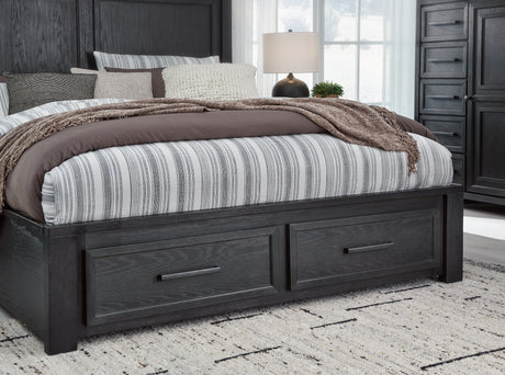 Foyland Black/Brown King Panel Storage Bed - Ornate Home