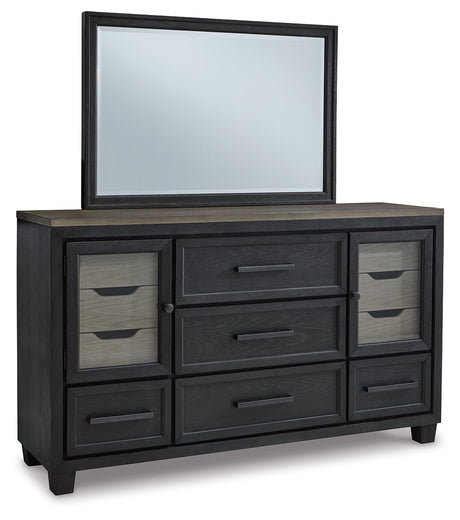 Foyland California King Panel Storage Bedroom Set with Dresser and Mirror - Ornate Home