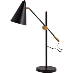 Fragon Black/Gold Metal Adjustable Cone Shade Table Lamp