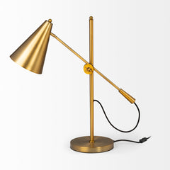 Fragon Gold-Tone Metal Adjustable Cone Shade Table Lamp