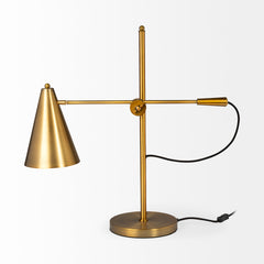 Fragon Gold-Tone Metal Adjustable Cone Shade Table Lamp