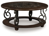 Frallyn Dark Brown Round Cocktail Table (Online Special Price) - Ornate Home
