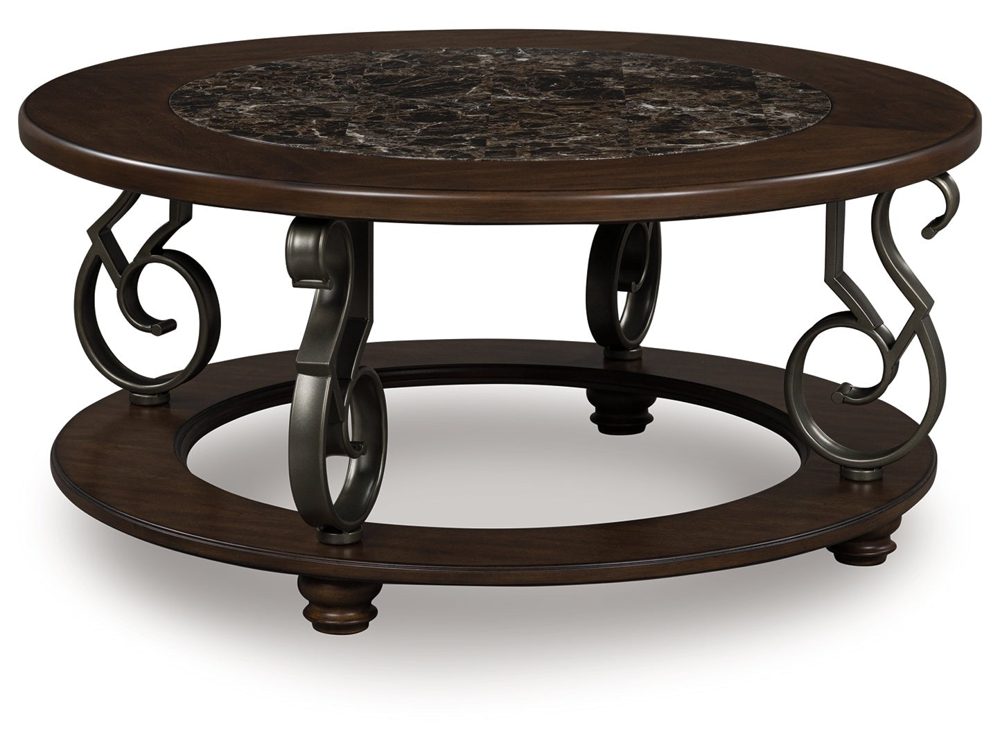 Frallyn Dark Brown Round Cocktail Table (Online Special Price) - Ornate Home