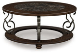 Frallyn Dark Brown Round Cocktail Table (Online Special Price) - Ornate Home