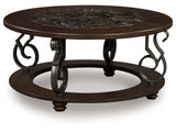 Frallyn Dark Brown Round Cocktail Table - Ornate Home