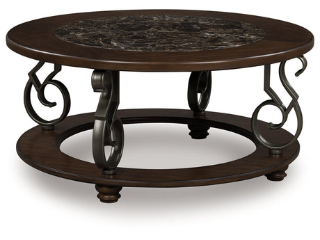 Frallyn Dark Brown Round Cocktail Table - Ornate Home