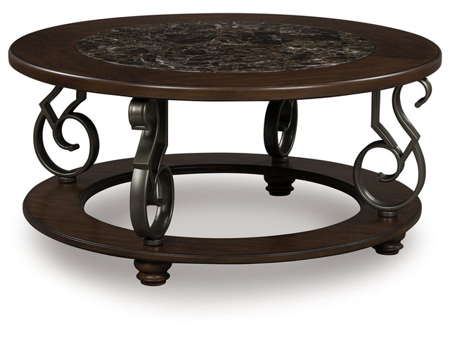 Frallyn Dark Brown Round Cocktail Table - Ornate Home