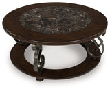 Frallyn Dark Brown Round Cocktail Table - Ornate Home