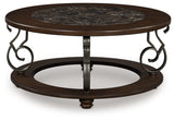 Frallyn Dark Brown Round Cocktail Table - Ornate Home