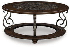 Frallyn Dark Brown Round Cocktail Table - Ornate Home