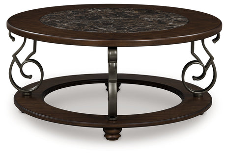 Frallyn Dark Brown Round Cocktail Table - Ornate Home