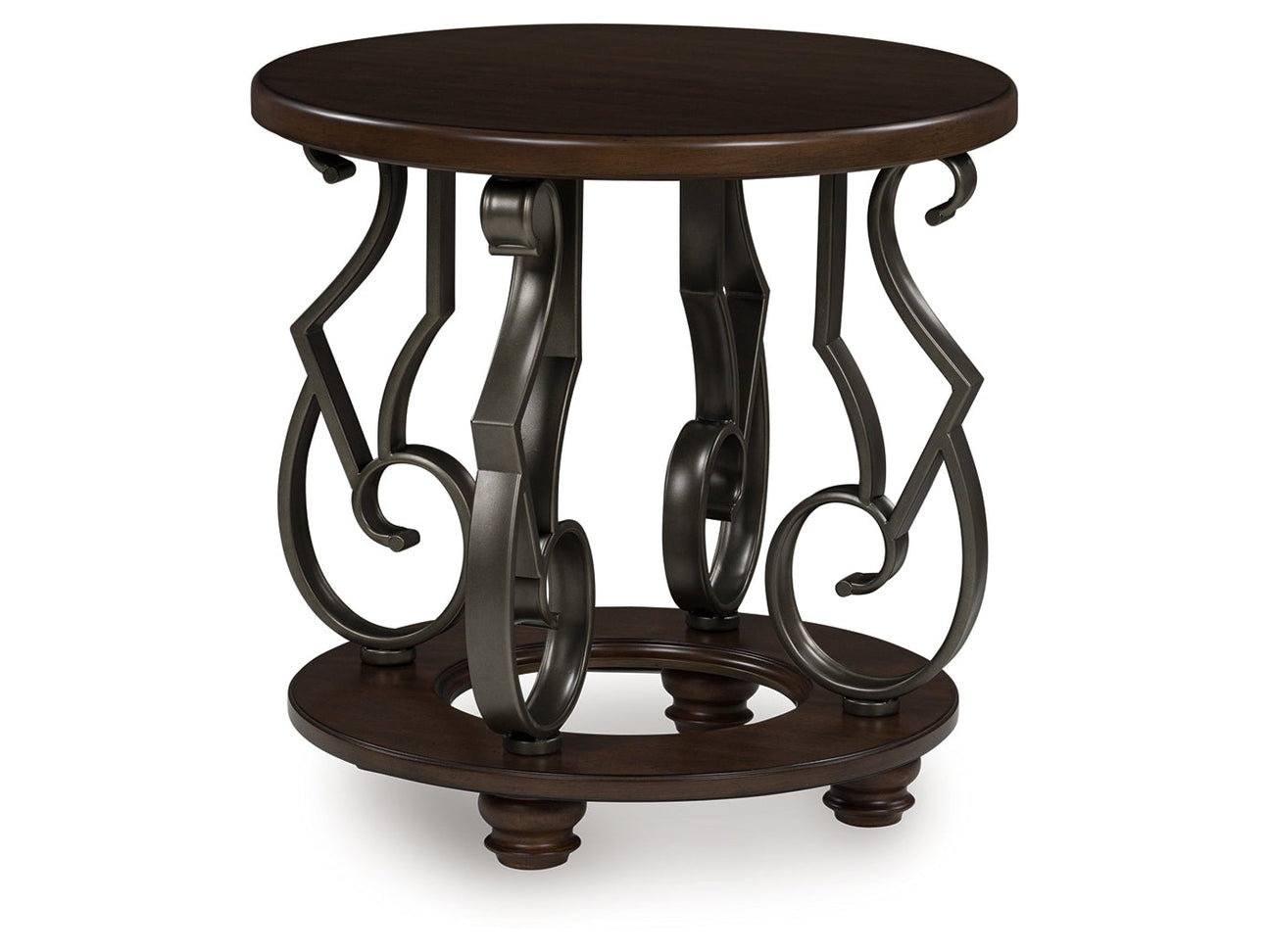 Frallyn Dark Brown Round End Table - Ornate Home