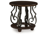 Frallyn Dark Brown Round End Table - Ornate Home