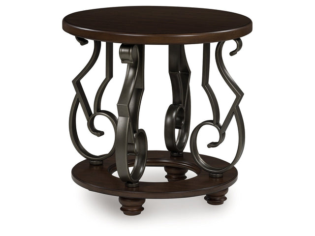 Frallyn Dark Brown Round End Table - Ornate Home