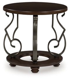 Frallyn Dark Brown Round End Table - Ornate Home