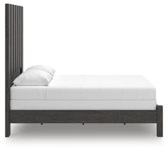 Fraluna Charcoal Queen Panel Bed, Dresser, Mirror, and Nightstand - Ornate Home