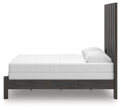 Fraluna Charcoal Queen Panel Bed, Dresser, Mirror, and Nightstand - Ornate Home