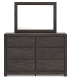 Fraluna Charcoal Queen Panel Bed, Dresser and Mirror - Ornate Home
