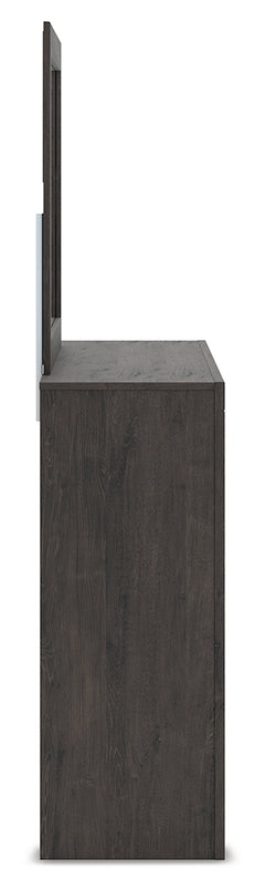 Fraluna Charcoal Queen Panel Bed, Dresser and Mirror - Ornate Home