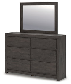 Fraluna Charcoal Queen Panel Bed, Dresser and Mirror - Ornate Home