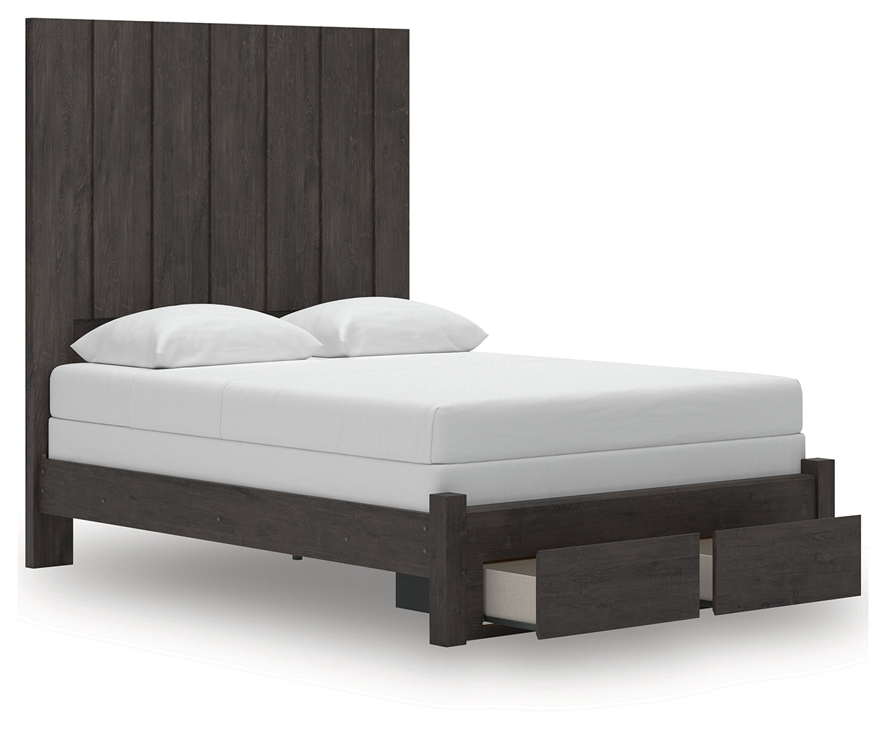 Fraluna Charcoal Queen Panel Storage Bed, Dresser and Mirror - Ornate Home