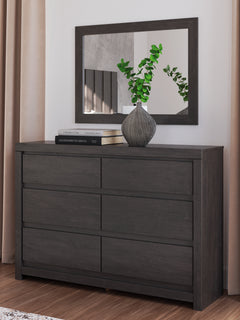 Fraluna Charcoal Queen Panel Storage Bed, Dresser and Mirror - Ornate Home