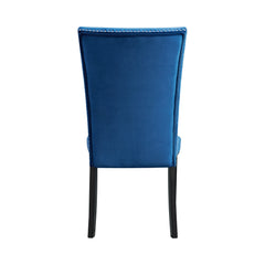Francesca Blue Velvet Rectangular Dining Side Chair (Set of 2) - Ornate Home
