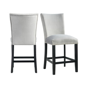 Francesca Gray Velvet Counter Side Chair (Set of 2) - Ornate Home