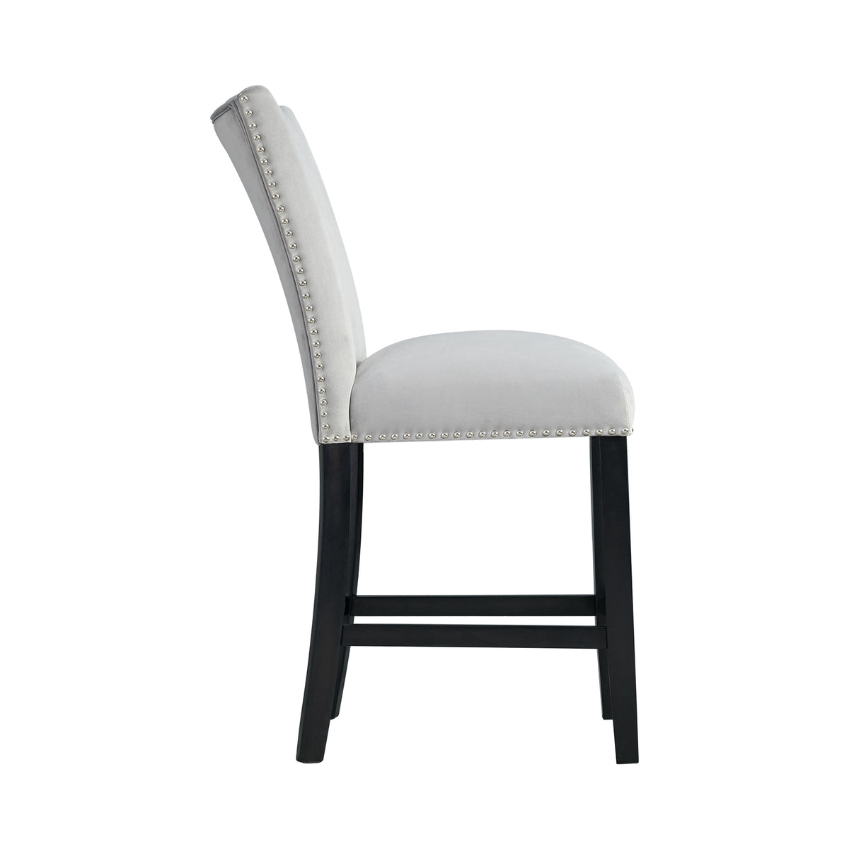 Francesca Gray Velvet Counter Side Chair (Set of 2) - Ornate Home