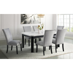 Francesca Grey Velvet Rectangular Dining Side Chair with Nailhead Trim (Set of 2) - Ornate Home