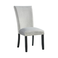 Francesca Grey Velvet Rectangular Dining Side Chair with Nailhead Trim (Set of 2) - Ornate Home