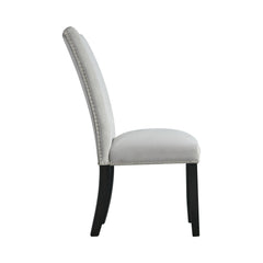 Francesca Grey Velvet Rectangular Dining Side Chair with Nailhead Trim (Set of 2) - Ornate Home