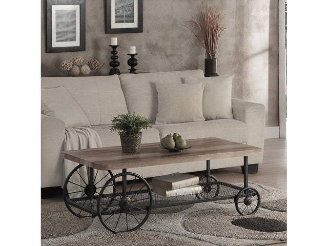 Francie Oak & Antique Gray Coffee Table - Ornate Home