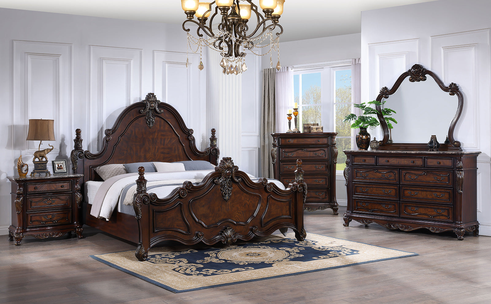 Francione Dark Cherry E.King Bed - Ornate Home