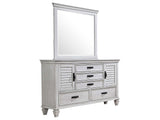 Franco Distressed White Dresser and Mirror - Ornate Home